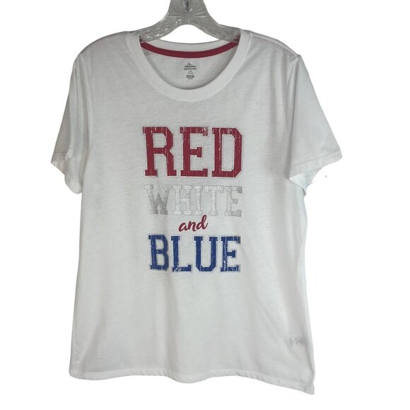 Celebrate Patriotic Graphic Tshirt Womens Large Red White Blue - Picture 1 of 8